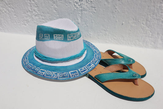 Χειροποίητα Γυναικεία Δερμάτινα Σανδάλια με Ζωγραφική Αντιγόνη