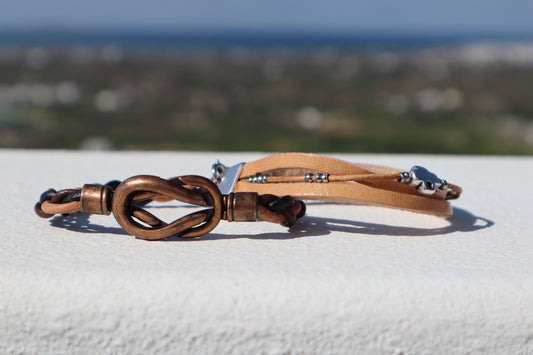 Hand-made Men's Bracelet with Triple Leather-Xanthi