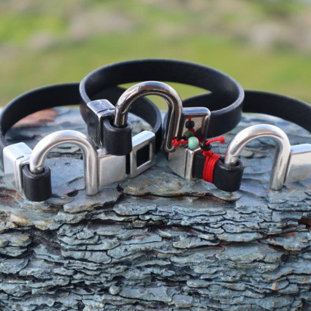 Hand-made men's leather bracelets collection.