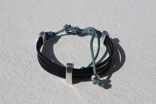 Handmade Men's Bracelet with Triple Leather-Paris