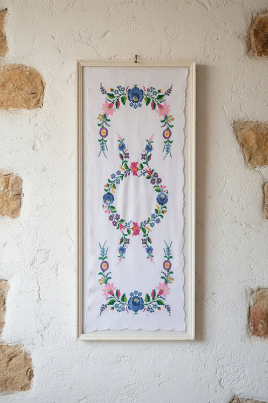 Runner da tavola fatto a mano con rose blu