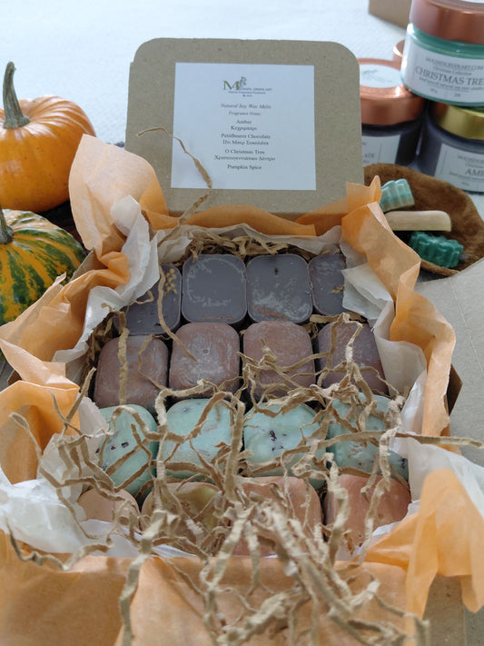 Σετ δώρου χειροποίητων αρωματικών wax melts από 100% Φυτικό Κερί Σόγιας 16 τεμαχίων