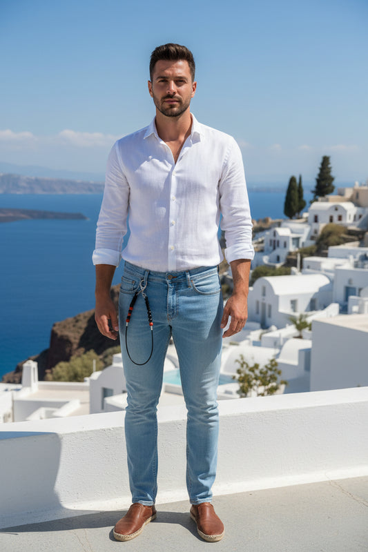 αλυσίδα παντελονιού αλκιμος  σε άνδρα μοντέλο  σε τοποιο ελλαδα  moussesgreekart 