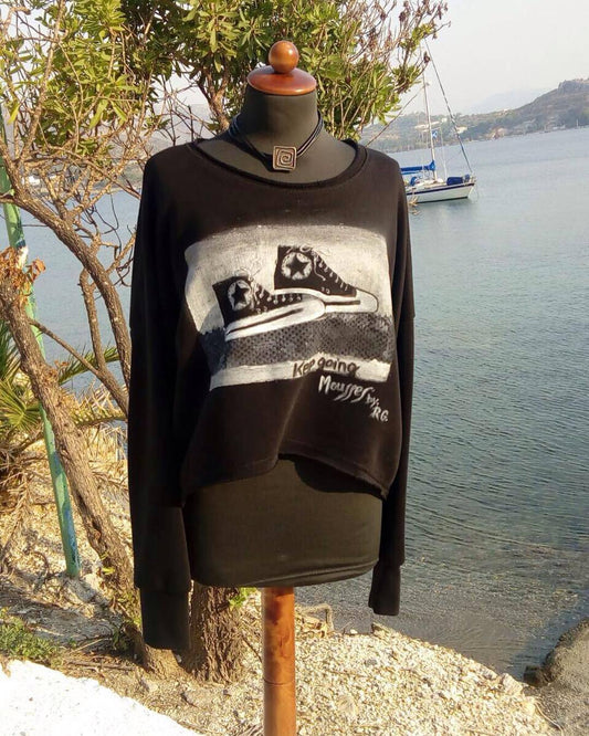 Hand-Painted Cotton Jumper Hoodie-Keep Going