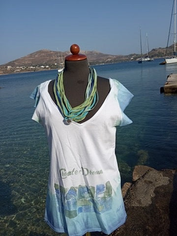 Hand-made and Hand Painted Cotton Blouse -Nisos