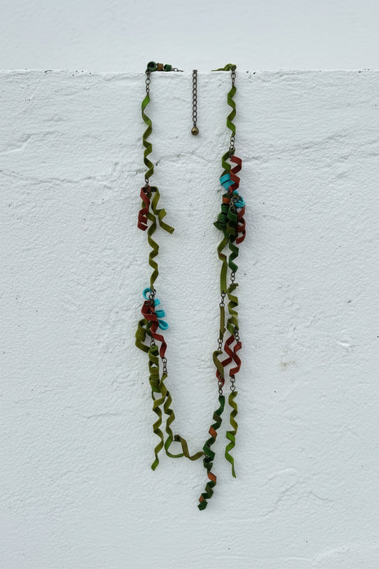 Hand-made Long Necklace -Athena– Artistic Composition from Polymer Clay