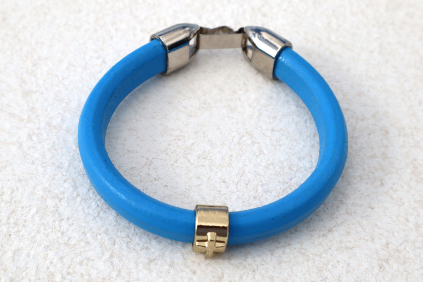 Χειροποίητο Ανδρικό βραχιόλι Αιγαίο με Μπλε Δέρμα