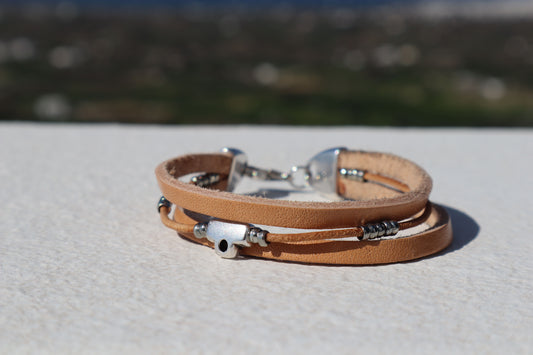 Hand-made Men's Bracelet with Triple Leather-Xanthi