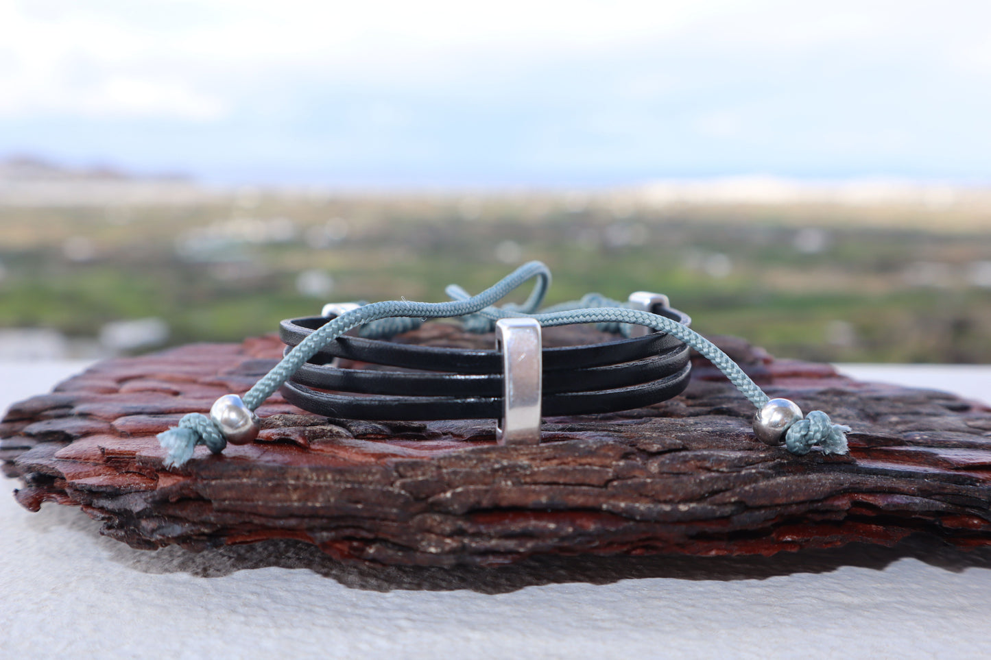 Handmade Men's Bracelet with Triple Leather-Paris