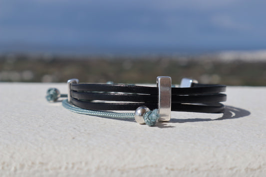 Handmade Men's Bracelet with Triple Leather-Paris