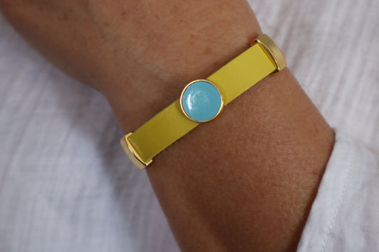 Hand-made Unisex Soft Leather Bracelet with Gold-Plated Element and Magnetic Clasp -Kitron