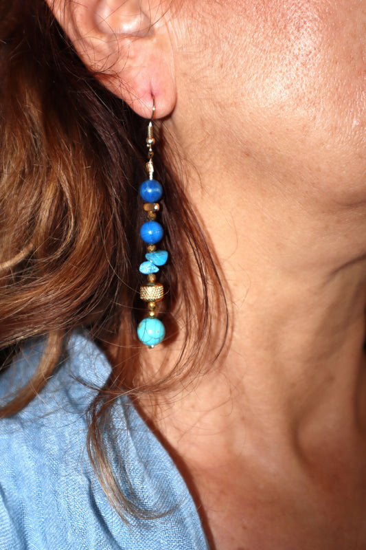 Hand-made Drop Earrings with Semi-Precious Stones - Santa Fe