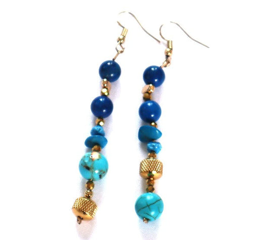 Hand-made Drop Earrings with Semi-Precious Stones - Santa Fe