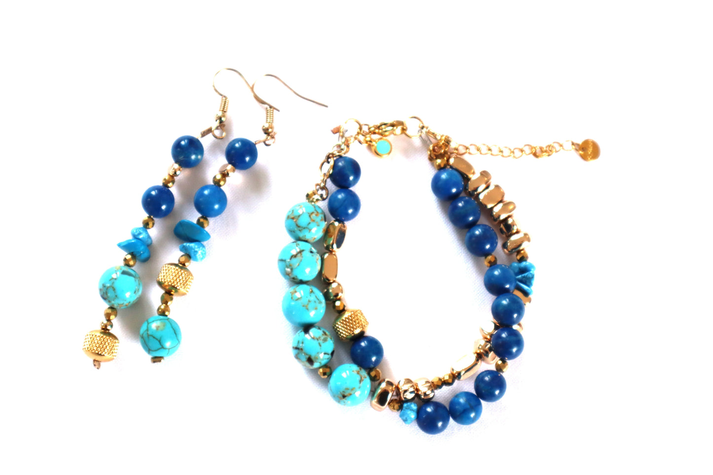 Χειροποίητα Κρεμαστά Σκουλαρίκια με Ημιπολύτιμους Λίθους Σάντα Φε