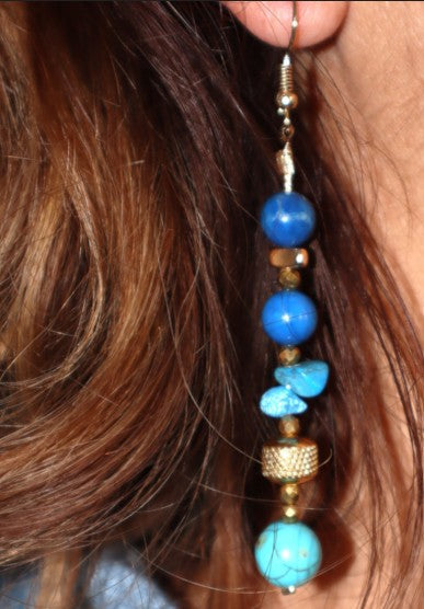 Χειροποίητα Κρεμαστά Σκουλαρίκια με Ημιπολύτιμους Λίθους Σάντα Φε