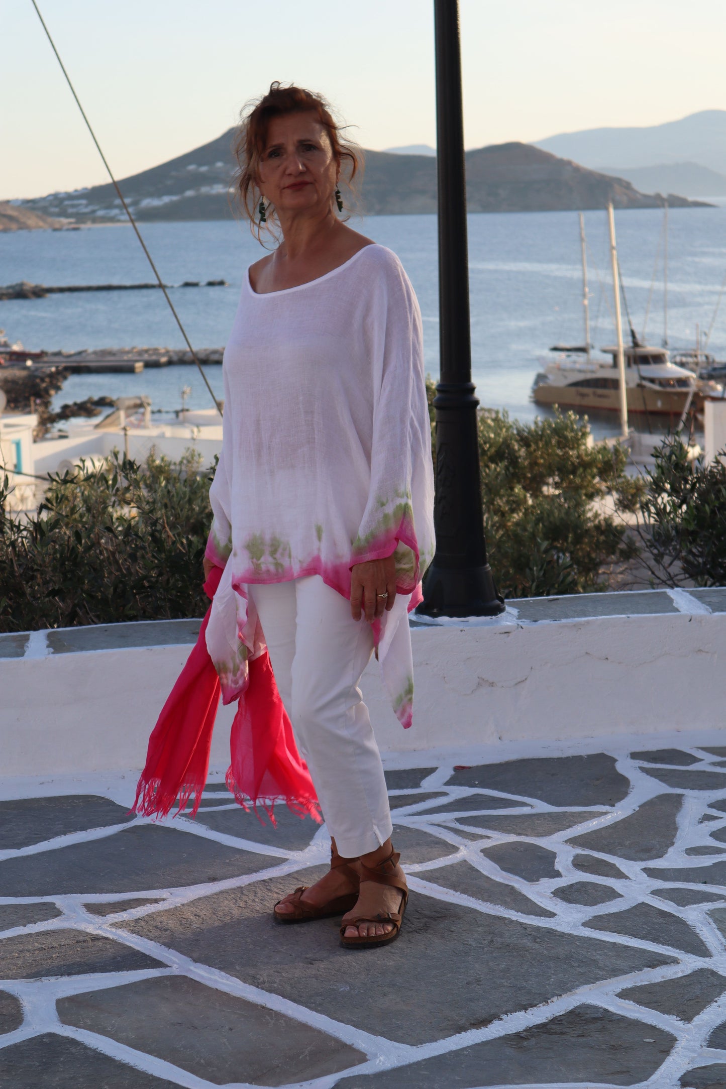 Χειροποίητο λινό  καφτάνι   μπλούζα  shibori  Ηλέκτρα