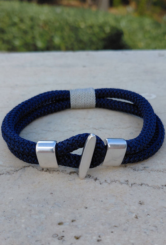 Handmade Men's  Bracelet with Blue Rope-Sounio